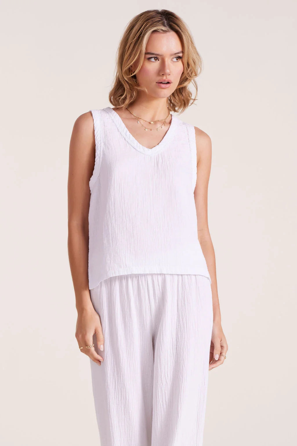 V Neck Gauze Tank