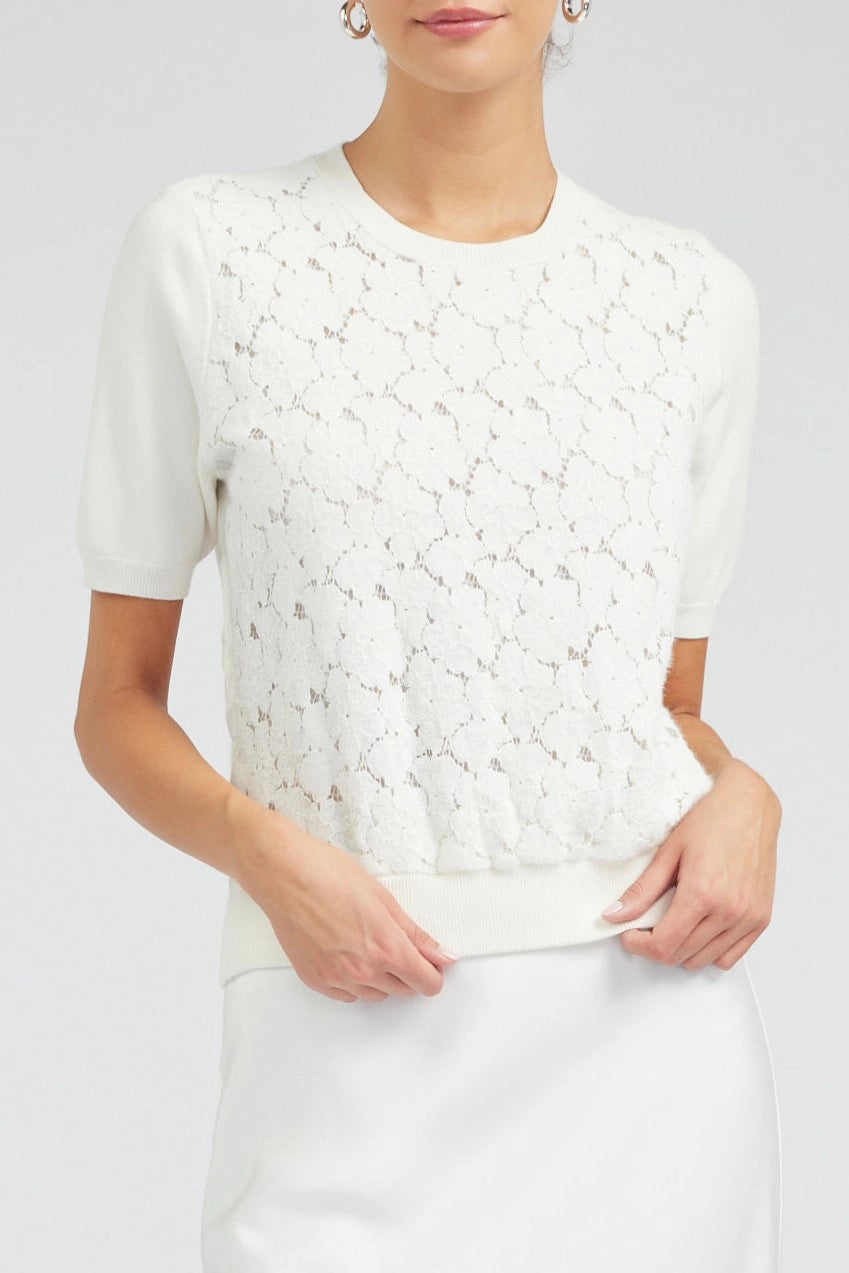 Floral Crochet Detail Top