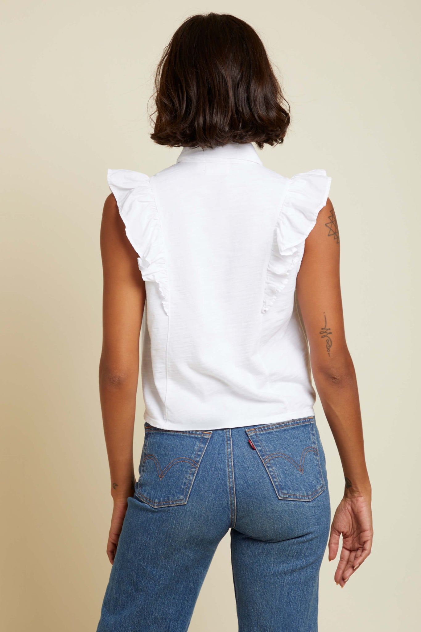 Archer Ruffle Button Top