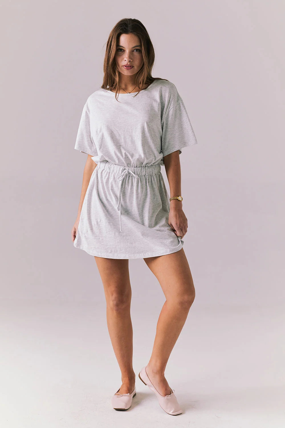 Taffetas Wave Drawstring Dress