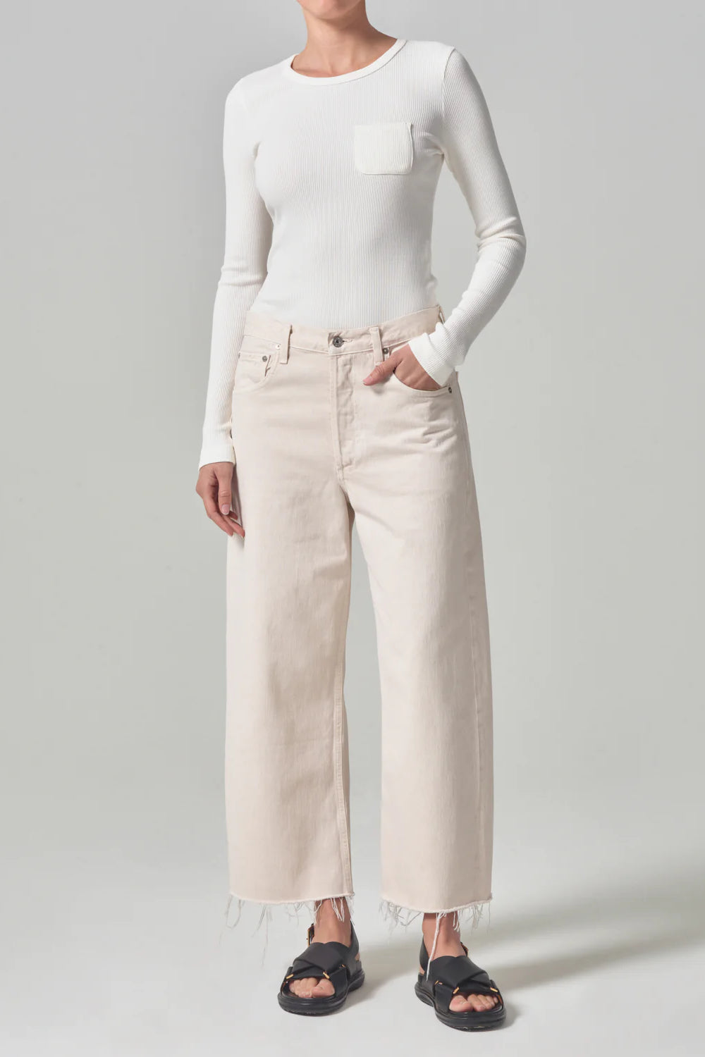 Jade Raw Hem Crop