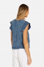 Apex Bloom Short Sleeve Acid Denim Tee - Image 2