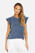Apex Bloom Short Sleeve Acid Denim Tee
