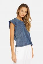 Apex Bloom Short Sleeve Acid Denim Tee - Image 3