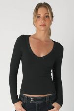 Pattern V-Neck Long Sleeve - Image 2