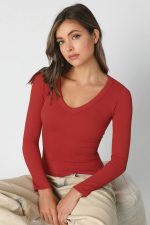 Pattern V-Neck Long Sleeve - Image 5