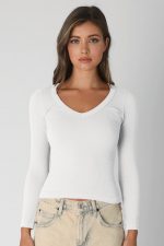 Pattern V-Neck Long Sleeve - Image 4