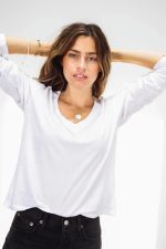 Theory Long Sleeve V-Neck Tee - Image 3