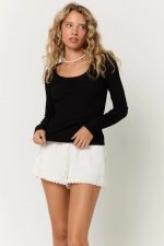 Shimmer Vibe Scoop Rib Long Sleeve - Image 2