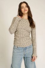 Mist Vibe Boat Neck Sweater Rib Long Sleeve